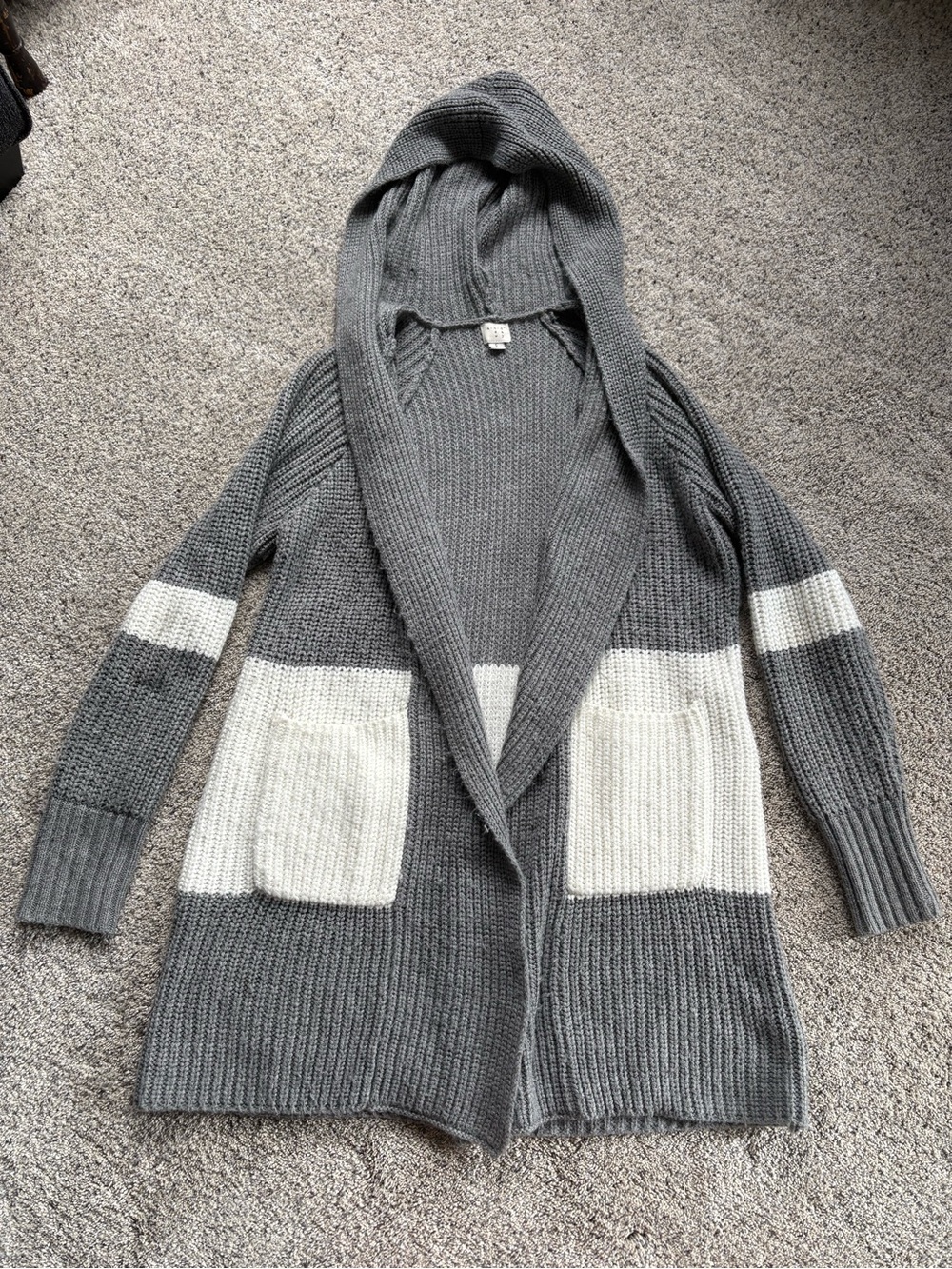 a new day Hooded Open-Front Cardigan in Gray and Cream